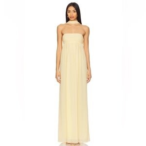 LOVERS + FRIENDS X EMMA ROSE SOLEIL GOWN IN BUTTER YELLOW, SIZE SMALL
